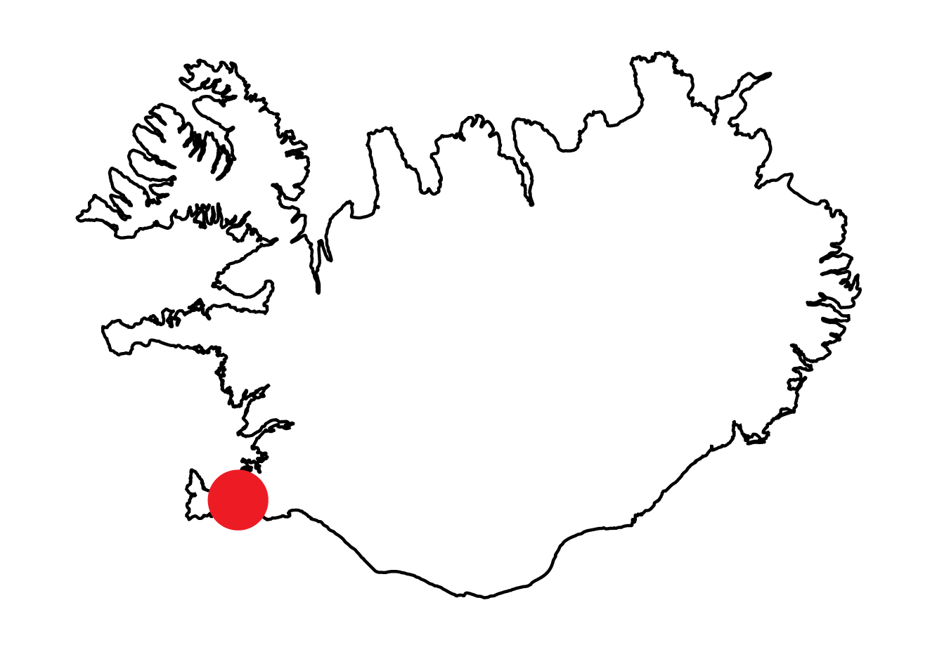 Iceland map marker showing location of pictured landscape