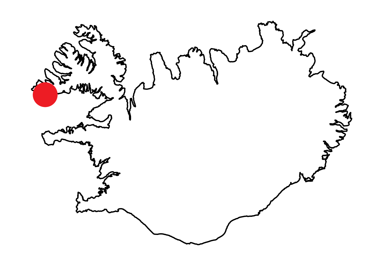 Iceland map marker showing location of pictured landscape