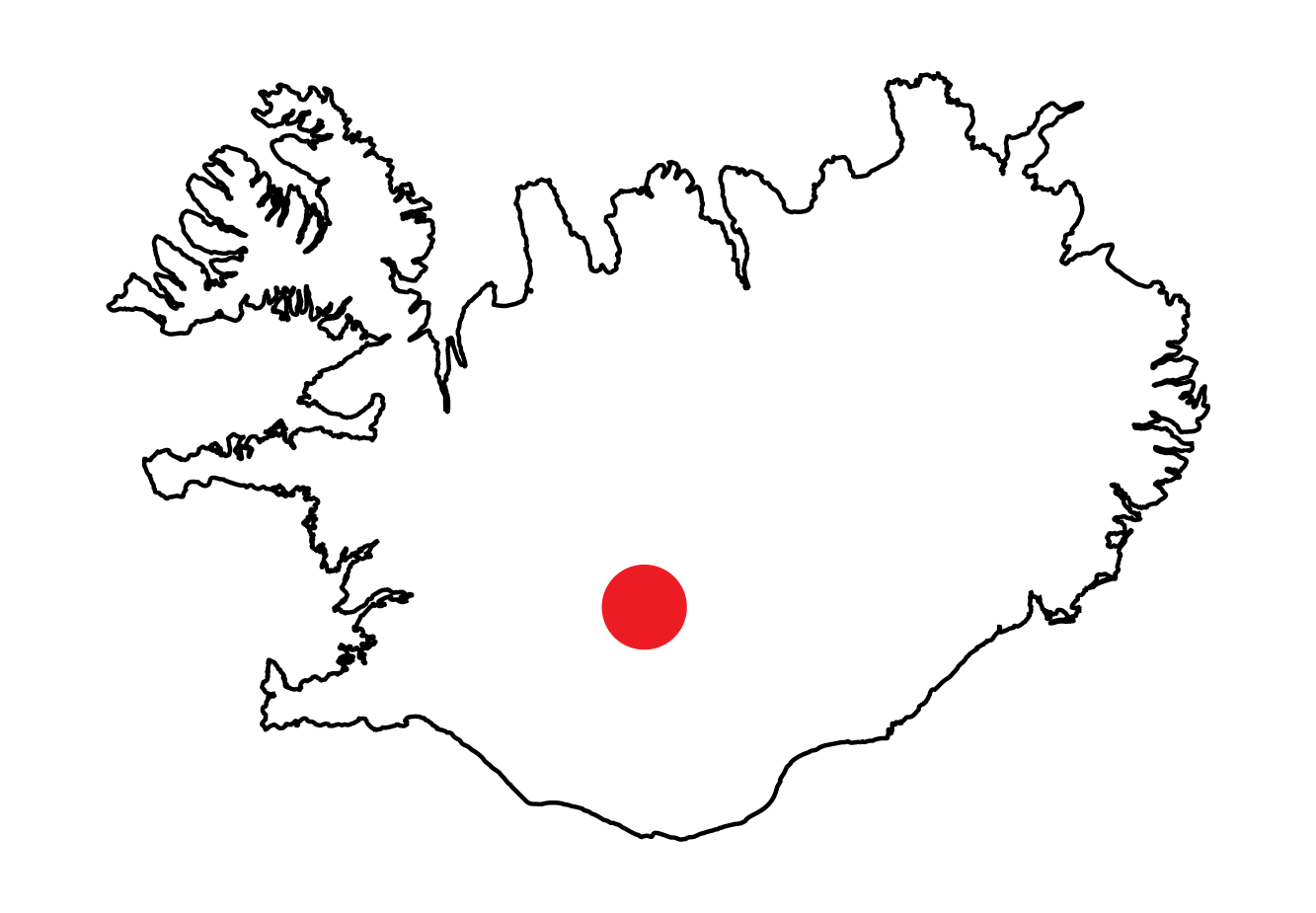 Iceland map marker showing location of pictured landscape